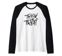 Trick Or Treat Black Spider Web Happy Halloween Fun Raglan Baseball Tee