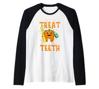Trick Or Treat Brush Your Teeth Jack O' Lantern Halloween Raglan Baseball Tee