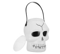 Trick Or Treat Bucket - Skull Bucket | with Handle Gothic Jar for Toy Snack Bar Tealight Candle Youth Boy Girl Desktop Party Decor