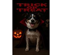 Trick or Treat Halloween Notebook Lined Journal with Vampire Dog: Spooky Halloween Lined Notebook with Vampire Dog Pumpkin & Skull Trick or Treat ... Party Favors, School Notes & Halloween Gifts