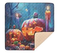 Trick Or Treat Halloween Pumpkins Skulls Candles Sweets Cute Foldable Baby Playmat for Indoor Outdoor Non-Toxic Kicking Mat for Baby Kids Toddlers Infants, 50'' x 50''
