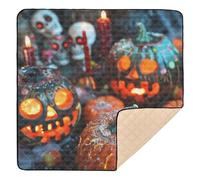 Trick Or Treat Halloween Pumpkins Skulls Candles Sweets Large Sturdy Baby Play Mat for Floor Cozy Breathable Padded Baby Mat for Babies Infants Toddlers, 50'' x 50''