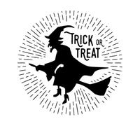Trick or Treat Lettering Stickers 42x42cm Multiple Size Options Black