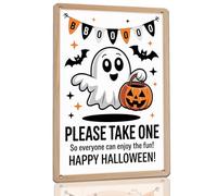 Trick or Treat Please Take One Metal Sign for Homes Halloween Parties Schools Home Cafe Porch Front Door Candy Station Shops Community Events Family Houses and Offices 8x12 Inch