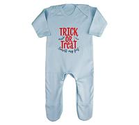 Trick Or Treat Smell My Feet Bats Halloween Statement Baby Romper Jumpsuit with feet, 0-3 Months, Pastel Blue