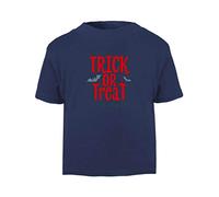 Trick Or Treat Smell My Feet Bats Halloween Statement Short Sleeve Cotton Toddler t Shirt, 3-4 Years, Navy