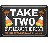 Trick or Treat Smell My Feet Please Take Only One or Two Treats Metal Tin Sign Retro Vintage Wall Art for Halloween Party Kitchen Cafe Porch Home Front Door Wall Decoration Plaque Poster 8x12 Inch