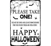Trick or Treat Smell My Feet Please Take Only One or Two Treats Metal Tin Sign Retro Vintage Wall Art for Halloween Party Kitchen Cafe Porch Home Front Door Wall Decoration Plaque Poster 8x12 Inch