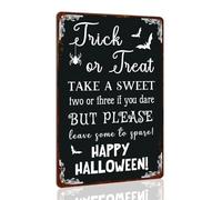 Trick or Treat Take a Sweet Metal Tin Sign Two Three If You Dare Happy Halloween Vintage Spooky Decor Retro Poster for Home Wall Art Decoration Plaque 6x8 Inch