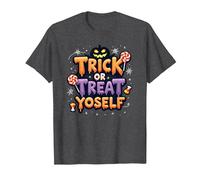 Trick or Treat Yoself: Spooky Halloween Candy Fun T-Shirt, Men, Dark Heather Grey, 3XL