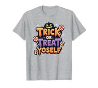Trick or Treat Yoself: Spooky Halloween Candy Fun T-Shirt, Men, Heather Grey, 3XL