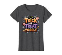 Trick or Treat Yoself: Spooky Halloween Candy Fun T-Shirt, Women, Dark Heather Grey, 3XL