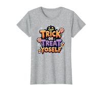Trick or Treat Yoself: Spooky Halloween Candy Fun T-Shirt, Women, Heather Grey, 3XL