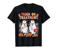 Trick Or Treatment Halloween Nurse Ghost Medical Crew T-Shirt