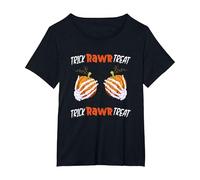 Trick Rawr Treat Halloween nip Slip Titties Pumpkin Pullover T-Shirt, Women's Plus, Black, 4X