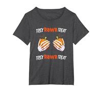 Trick Rawr Treat Halloween nip Slip Titties Pumpkin Pullover T-Shirt, Women's Plus, Dark Heather Grey, 2X