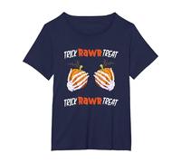 Trick Rawr Treat Halloween nip Slip Titties Pumpkin Pullover T-Shirt, Women's Plus, Navy Blue, 1X