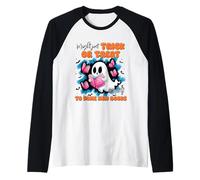 Trick Treat Myself to Books Shirt Funny Ghost Reading Raglan Baseball Tee