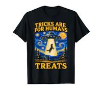 Tricks are for Humans Treats Golden Retriever Halloween UFO Value Graphic T-Shirt