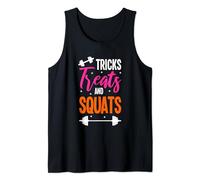 Tricks Treats and Squats Funny Halloween Gym Workout Tank Top