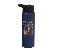 Tricks & Trumps Vintage Card Magic Illusionist Stainless Steel Insulated Water Bottle