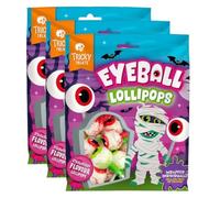 Tricky Treats Eyeball Lollipops 180g x Pack of 3 - Strawberry - Individually Wrapped - Great for Halloween Parties, for Trick-or-treaters, or to Enjoy All to Yourself
