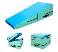 Triclicks Foldable Incline Gymnastics Mat, Wedge Gymnastics Mat, Cheese Wedge Skill Shape Tumbling Mats with Carry Handle, 60 x 60 x 43cm, Yoga Mats for Home Fitness Aerobic Exercise (Blue)