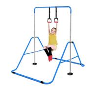 Triclicks Gymnastics Bar, Folding Horizontal Bar with Gymnastic Rings/Pad/Wristband,Gymnastics Equipment, Adjustable Height Junior Training Bar Kip Bar, for Home Gym Indoor, Birthday gift (Blue)