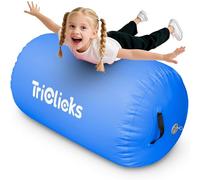 Triclicks Inflatable Air Roller Gymnastics Mats 4 Sizes 80/100/120 cm Air Roll Air Barrel Gymnastics Mat Tumbling Mat Fitness Exercise Training Roller for Home Use & Gym (100x60cm, Blue)
