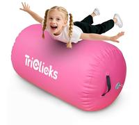 Triclicks Inflatable Air Roller Gymnastics Mats 4 Sizes 80/100/120 cm Air Roll Air Barrel Gymnastics Mat Tumbling Mat Fitness Exercise Training Roller for Home Use & Gym (120x90cm, Pink)