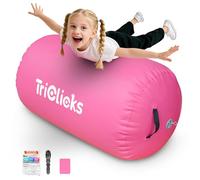 Triclicks Inflatable Air Roller Gymnastics Mats 4 Sizes 80/100/120 cm Air Roll Air Barrel Gymnastics Mat Tumbling Mat Fitness Exercise Training Roller for Home Use & Gym (100x60cm, Pink)