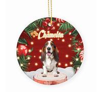 Tricolor Basset Hound Dogs Ceramic Christmas Ornaments With Lanyard Christmas Hanging Decoration 7.3Cm Hanging Decorations