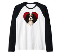 Tricolor Cavalier King Charles Spaniel Heart Raglan Baseball Tee