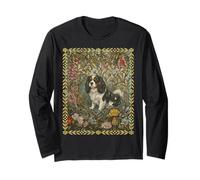 Tricolor Cavalier King Charles Spaniel William Morris Floral Long Sleeve T-Shirt