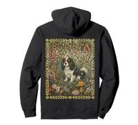 Tricolor Cavalier King Charles Spaniel William Morris Floral Pullover Hoodie
