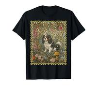 Tricolor Cavalier King Charles Spaniel William Morris Floral T-Shirt