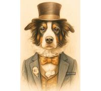 Tricolor Dog Dressed in Formal Attire with Top Hat - A4 Poster Animal Portrait Art Print Anthropomorphic Wall Art Featuring Pet in Human Outfit Perfect for Home Decor Office or Gallery Display