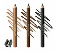 Tricolour Matte Eyeliner & Eyebrow Pencil Set In Black Brown Dark Coffee For Precise Lines - Long-Lasting Smudge-Proof Formula With Sharpener For Natural Eye Makeup Definition And Versatile Eyebrow