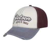 Stetson Tricolour Vintage Distressed Cap Women/Men - Curved Brim Baseball Metal Buckle, with Peak Winter Autumn Spring Summer Summer-Winter - One Size Cream White