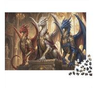 Tricoloured Sacred Dragon 1000 Piece Jigsaw Puzzle,Home Wall Decor,Great Gifts,Educational Toy,Impossible Challenge,Premium Cardboard,Adults & Kids 14+,Stress Relief 38x26cm