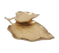 Tricune Metal Pewter Trinket Dish Leaf Shaped Ring Holder Jewelry Organizer Vanity Dish Tray for Dresser Christmas Birthday Wedding Gifts