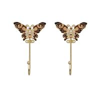 Tricune Vintage Butterfly Decorative Wall Hooks Rack Hangers for Hanging Clothes Coats Towels Keys Hats, 2 Pack Antique Metal Mounted Wall Hook