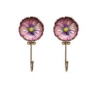 Tricune Vintage Flower Shaped Decorative Wall Hooks Rack Hangers for Hanging Clothes Coats Towels Keys Hats, 2 Pack Antique Metal Mounted Wall Hook
