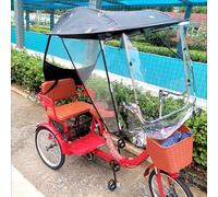 Tricycle Cover, All-Season Tricycle Clothing, Tricycle Frame Canopy, Easy Entry and Exit Cover, for Outdoor Riding, Rain Sun UV Dust Wind Proof(Black A)