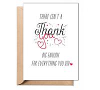 TRIDECOR Thank you Card with Envelope, Simple Cute Single Thankful Card, Grateful Gratitude Card - Folded 5"x7" Card for Him, Her, Teacher, Boss, Doctor, Mom, Dad, Coworker, Bridesmaids, Groomsmen