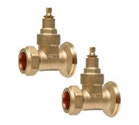 Trident 22mm Central Heating Pump Valves (2 Pack) Brass, Gate Valve Type, with Washers.