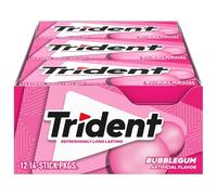 Trident Bubble-Gum Sugar Free Chewing Gum with Xylitol 14 Sticks 39 g | Chewing Gum with Xylitol, Perfect for Long Lasting Fresh Breath at School, Work & Travel