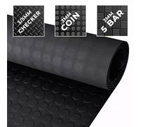 Trident Checker Rubber Flooring 3mm Thick Non Slip Mats for Camper Van, Anti Slip Matting Roll for Shed, Gym, Garage & Workshop. Black Non Slip Matting Roll, Length: 0.5M