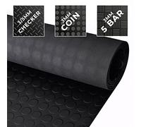 Trident Coin Rubber Flooring 3mm Thick Non Slip Mats for Camper Van, Anti Slip Matting Roll for Shed, Gym, Garage & Workshop. Black Non Slip Matting Roll, Length: 10M
