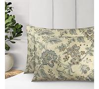 TRIDENT Feather Tales Pillowcover - 300TC - 100% Fine Quality Cotton, Soft & Smooth Percale Weave, 2 Pillowcovers Only, Oeko-TEX Certified (Sonoma Jacobean)